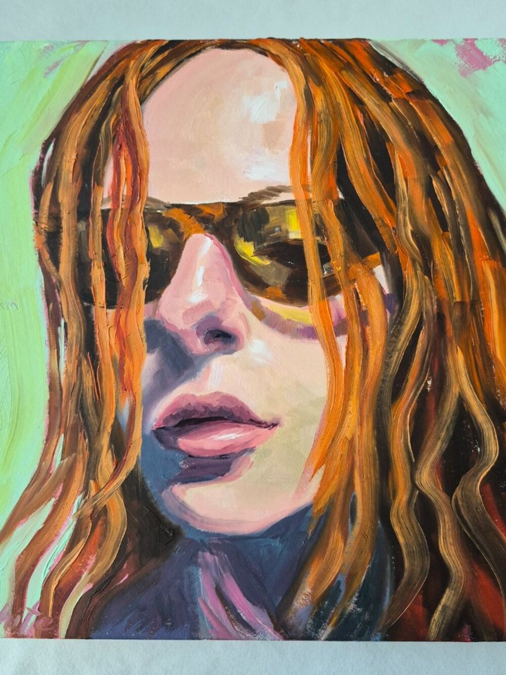 “Sunny” Original Oil Painting by Robin White - Oil on Wood Panel 12” x 12”x 1.5”